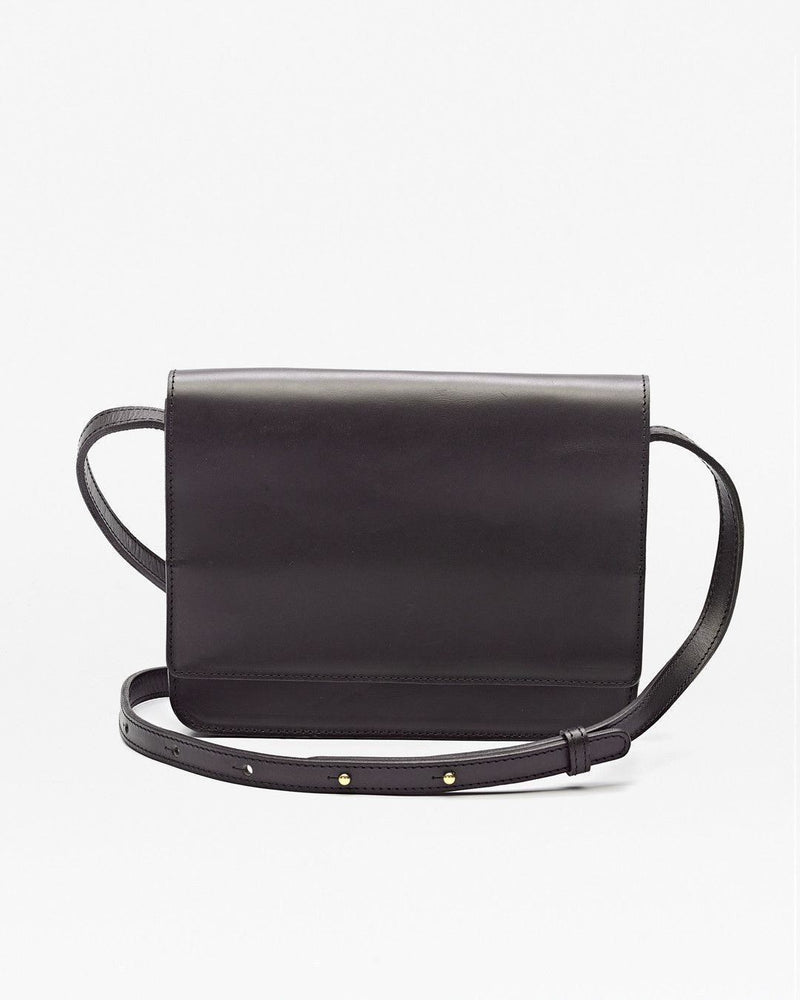 margo mini crossbody phone bag in black veg tan leather – oliveve